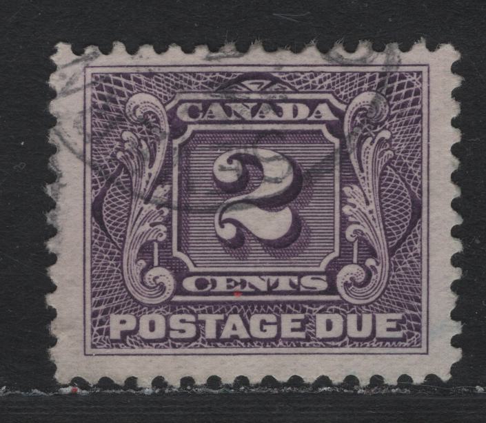 Lot 24 Canada (C) #J2a 2c Deep Lilac, 1906-1928 Postage Dues, A Very Fine Used Single, ABN-FFFFF (Experimental Thin) Paper, Perf 11.9x11.8