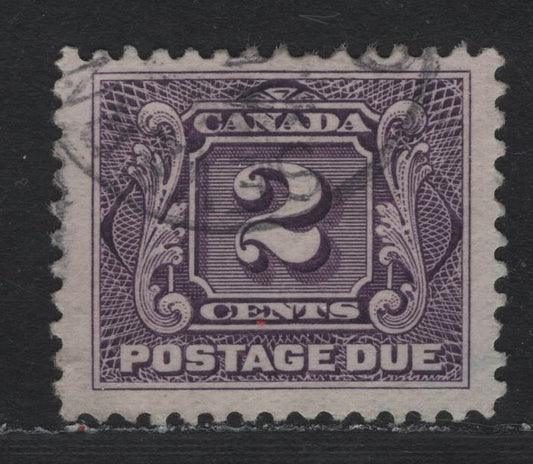 Lot 24 Canada (C) #J2a 2c Deep Lilac, 1906-1928 Postage Dues, A Very Fine Used Single, ABN-FFFFF (Experimental Thin) Paper, Perf 11.9x11.8