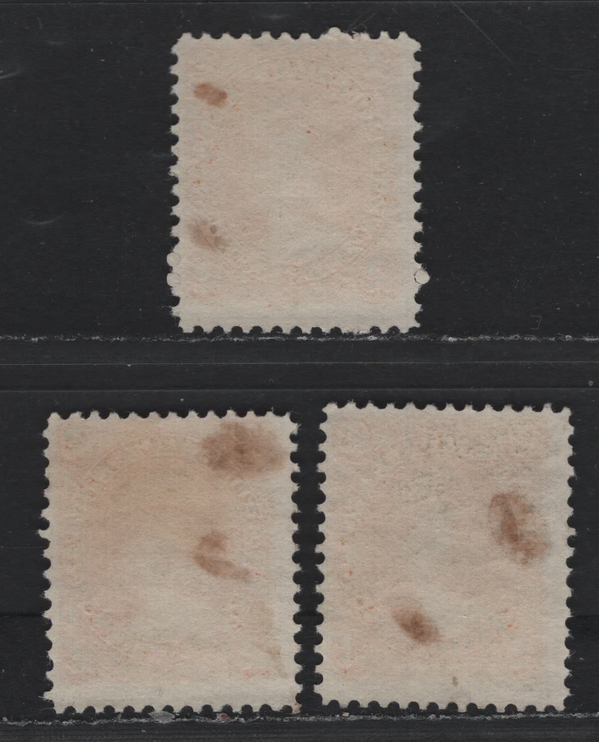 Lot 61 New Brunswick (C) #7 2c Orange, 1860 Cents Issue, 3 Fine Unused Singles, Cents-D Paper, Perf 12x11.75, Light Gum Soaks Which Should Come Out If You Soak The Stamps.