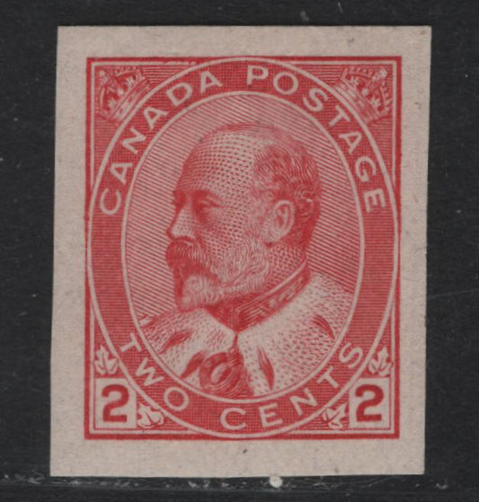Lot 8 Canada #90A 2c Rose Carmine , 1903-1908 King Edward VII Issue, A VFNH Imperf Single, ABN-BBBBB Paper