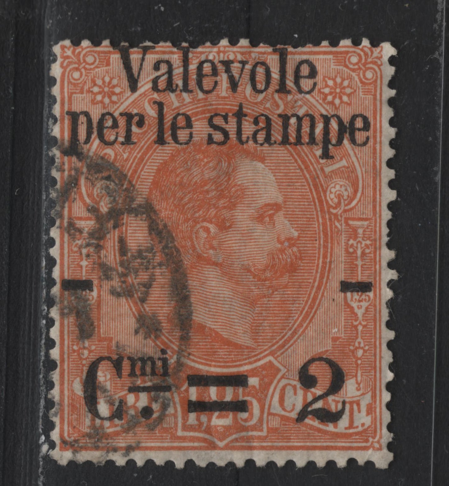 Lot 86 Italy SC#62 2c on 1.25l Orange, 1890 Surcharged Parcel Post Issue, A Very Good Used Single
