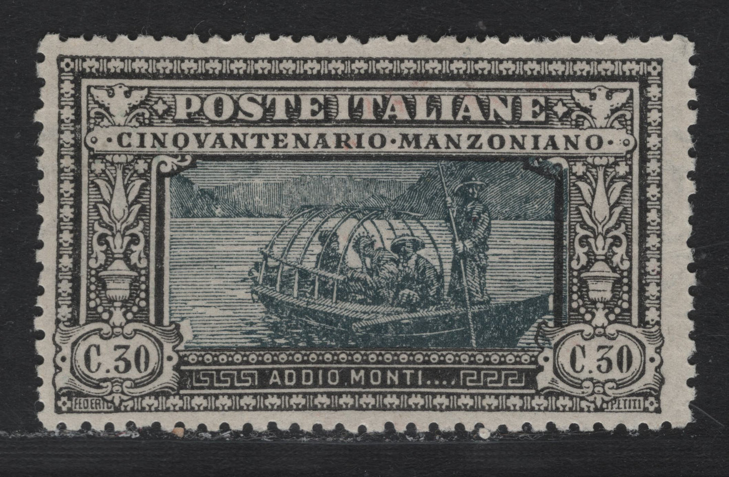 Lot 99D Italy SC#167 (153a) 30c Black & Slate, 1923 Manzoni Issue, A FOG Single, As Lot 99C, But Fine