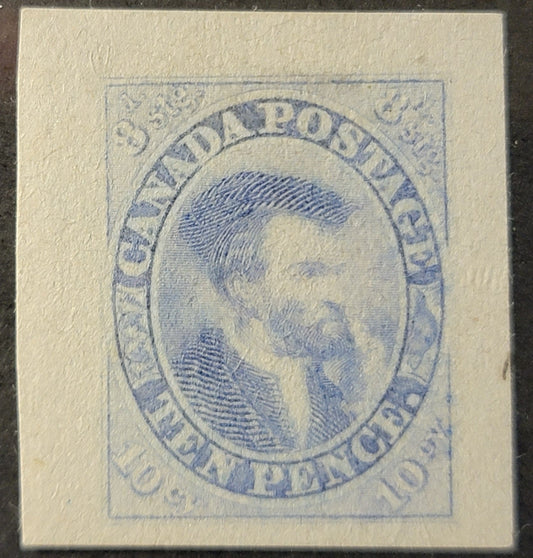 Lot 349 Canada (C) SC#7TP 10d Pale Blue Jacques Cartier, 1857 Pence Issue, A  Superb Trade Sample Proof