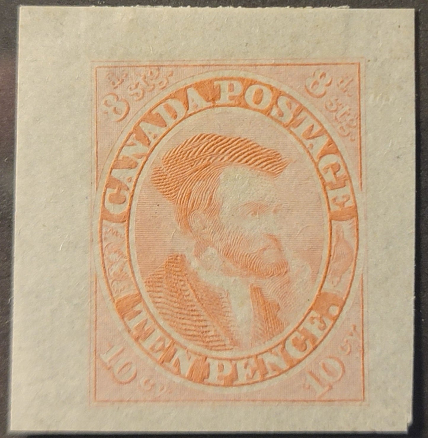 Lot 350 Canada (C) SC#7TP 10d Pale Lilac Jacques Cartier, 1857 Pence Issue, A  Superb Trade Sample Proof