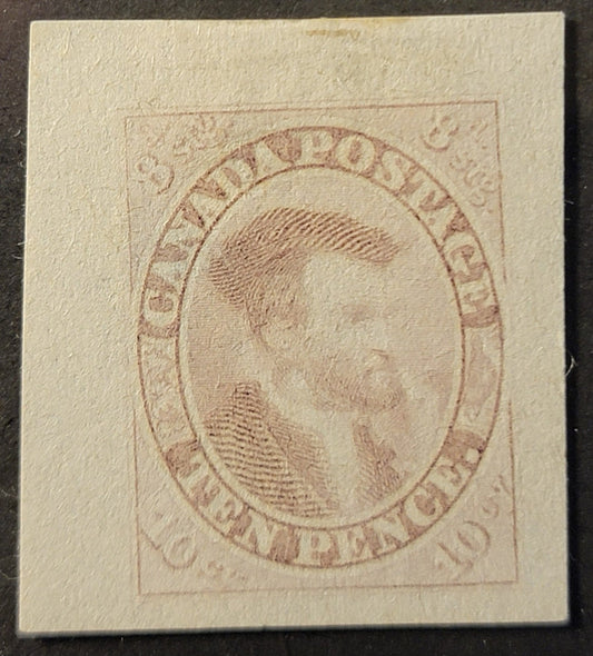 Lot 351 Canada (C) SC#7TP 10d Pale Lilac Jacques Cartier, 1857 Pence Issue, A  Superb Trade Sample Proof