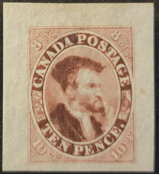 Lot 352 Canada (C) SC#7TP 10d Claret Jacques Cartier, 1857 Pence Issue, A  Superb Trade Sample Proof