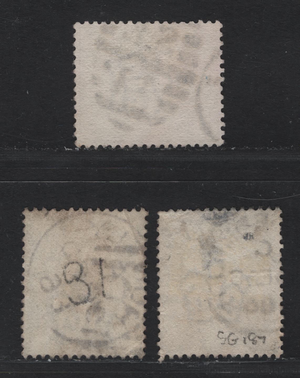 Lot 106 Great Britain (C) SG#187, 190 1/2d - 2.5d Slate Blue - Lilac, 1883-1884 Lilac & Green Issue, 3 Fine/Very Fine Used Singles, Two Shades of 1/2d