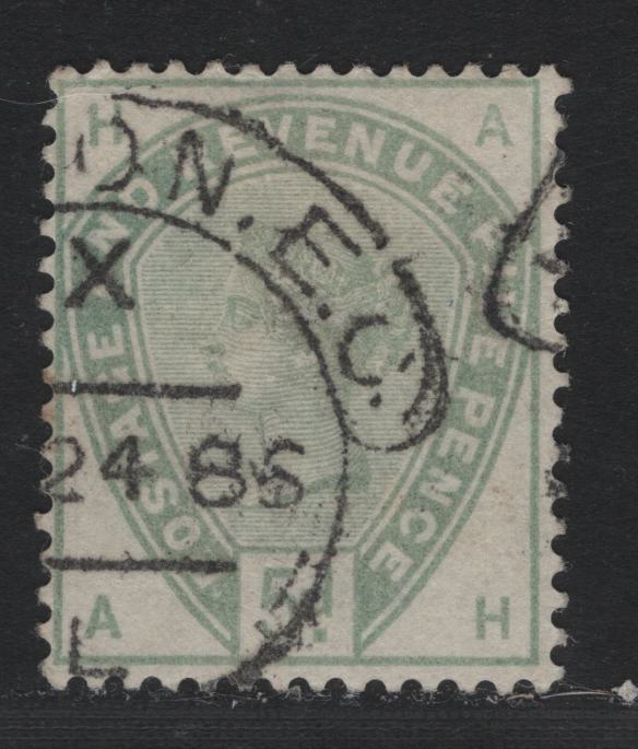 Lot 109 Great Britain SG#193 5d Dull Green, 1883-1884 Lilac & Green Issue, A Fine Used Single, Color Is Close To True - A Little Paler (10-15% Faded) But Not Yellowed