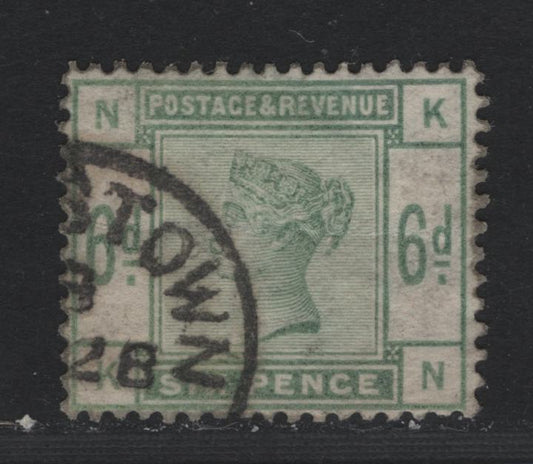 Lot 110 Great Britain SG#194 6d Dull Green, 1883-1884 Lilac & Green Issue, A Very Good Used Single, Good Color, But With A Light Horizontal Crease