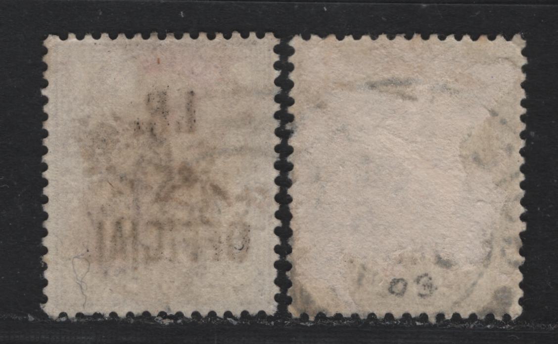 Lot 114 Great Britain (C) SG#O3 1d Lilac - Deep Purple, 1882-1901 Queen Victoria Official Issue, 2 Very Fine Used Singles