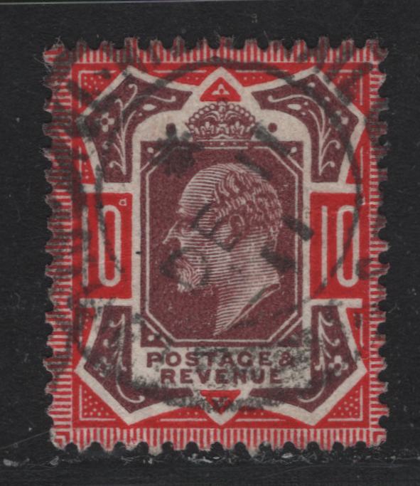 Lot 142 Great Britain SG#311 10d Dull Reddish Purple & Carmine, 1911-1913 King Edward VII Issue, A Very Good Used Single, Somerset House Printing, December 11 1911 Cancel, Light Diagonal Crease.
