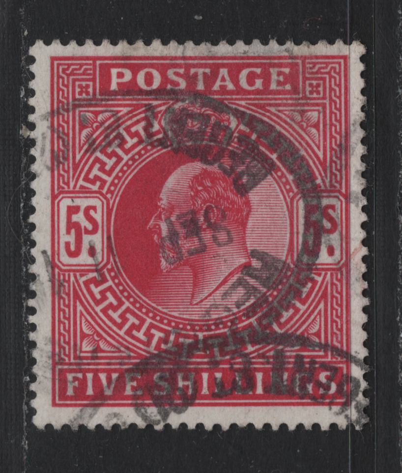 Lot 149 Great Britain SG#263 5/- Bright Carmine, 1902-1910 King Edward VII Issue, A Fine Used Single, De La Rue Printing
