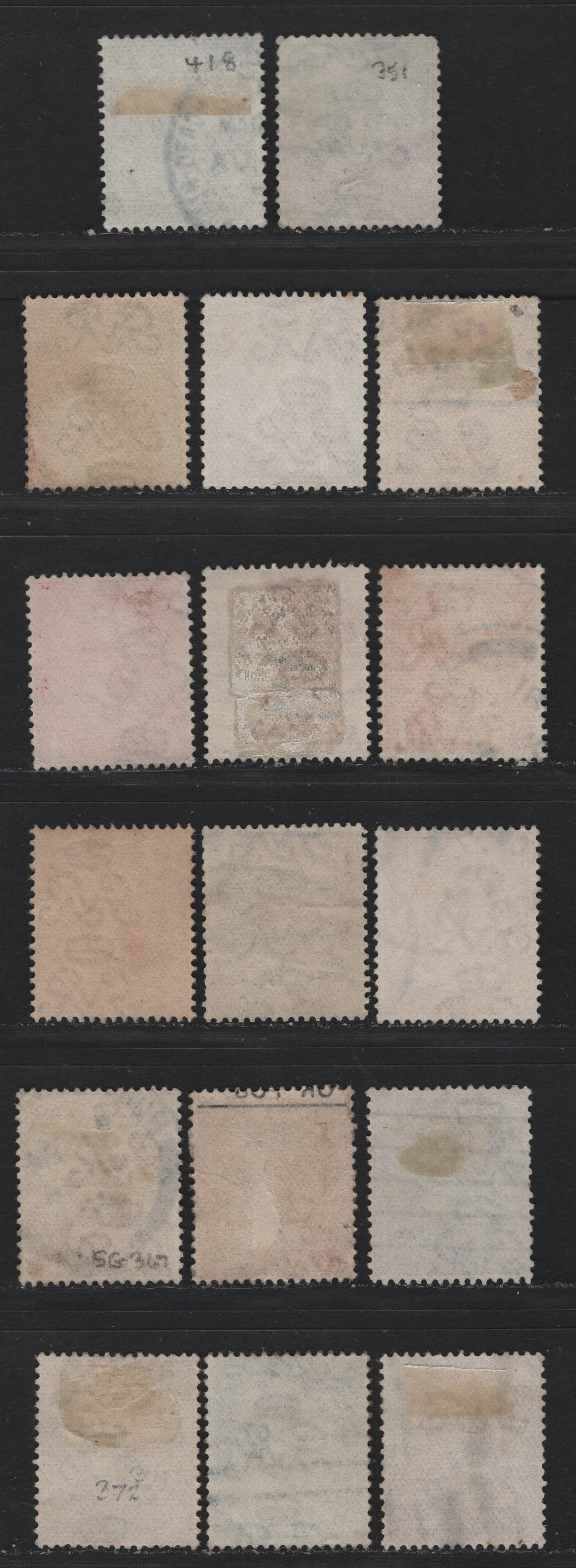 Lot 153 Great Britain (C) SG#351-352, 354, 357, 359-360, 362, 364, 369-371, 371a, 372, 374 1/2d - 3d Green - Dull Reddish Violet, 1913-1924 KGV Profile Heads Issue, 17 Fine Used Singles, Includes 2d Orange & Bright Orange Die 1