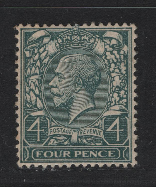 Lot 155 Great Britain SG#379 4d Gray Green, 1913-1924 KGV Profile Heads Issue, A VFOG Single, Royal Cypher Wmk