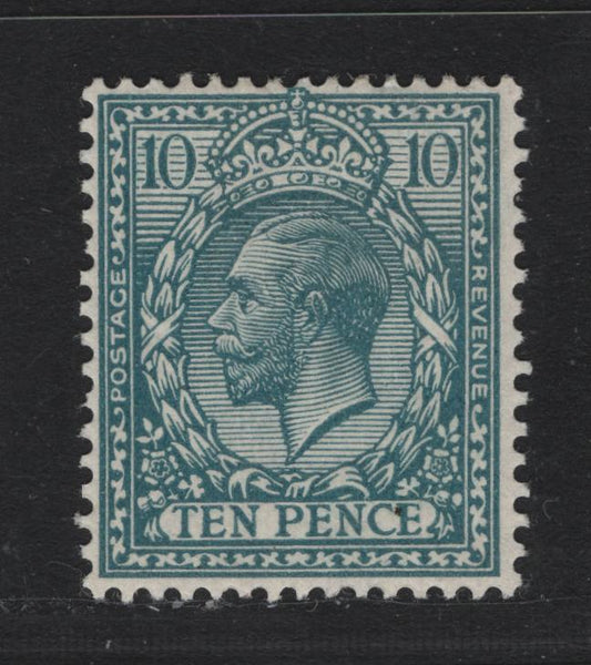 Lot 160 Great Britain SG#394a 10d Deep Turquoise, 1913-1924 KGV Profile Heads Issue, A VFOG Single, Royal Cypher Wmk