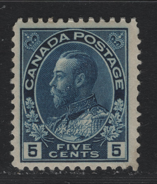 Lot 17 Canada #111 5c Dark Blue , 1911-1925 KGV Admiral Issue, A VFOG Single, ABN-E Paper, Perf 11.9x12, Normal Frameline.