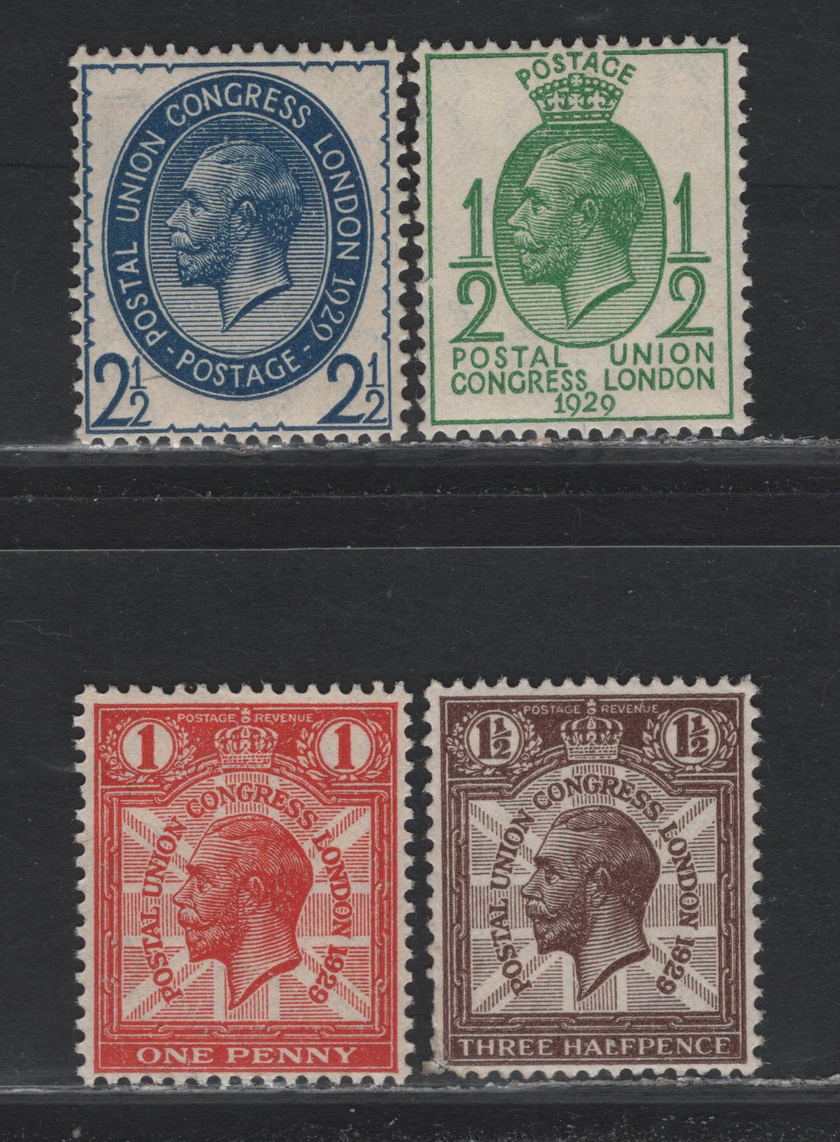Lot 174 Great Britain SG#434-437 1/2d - 2.5d Green - Blue, 1929 9th UPU Congress Issue, 4 VFOG Singles