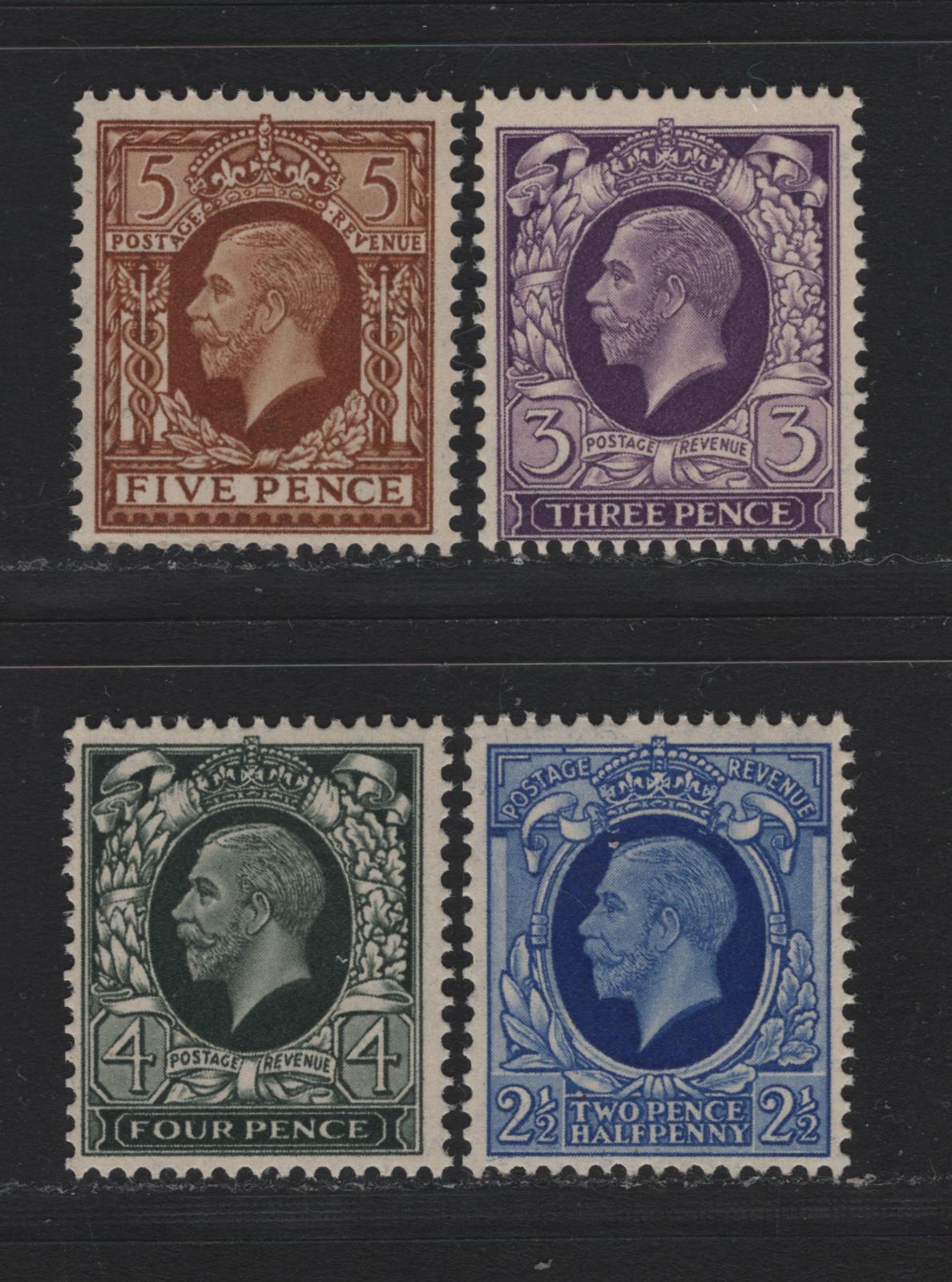 Lot 176 Great Britain SG#443-446 3d - 5d Reddish Violet - Yellow Brown, 1934-1936 KGV Photogravure Issue, 4 F/VFNH Singles