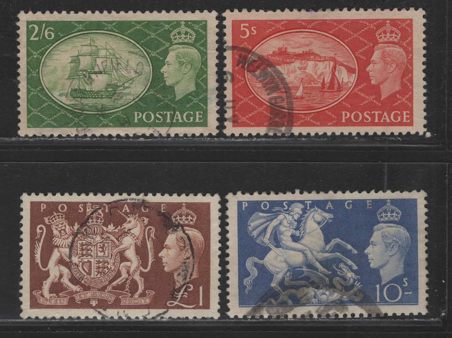 Lot 200 Great Britain (C) SG#509-512 2/6d - £1 Green - Brown , 1951 Festival High Value Definitives, 4 Very Fine Used Singles