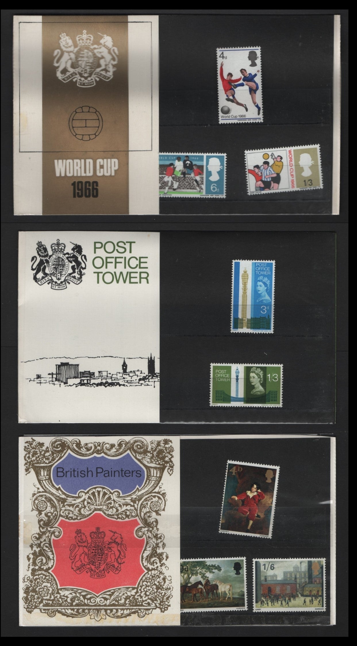 Lot 224 Great Britain (C) SG#, 1965-1967 Presentation Packs, A VFNH Collection, Post Office Tower (1965), World Cup (1966) & Paintings (1967), 1965-1966 Packs Are Untragged