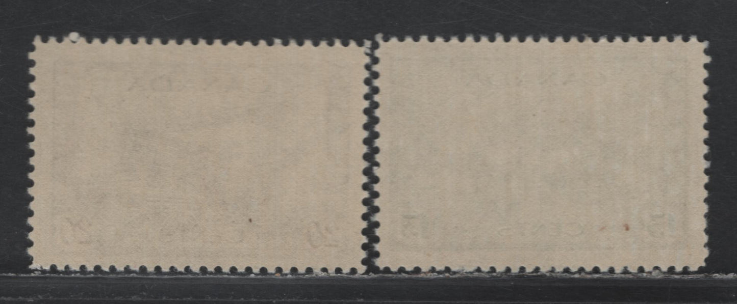 Lot 249 Canada #258, 260 13c - 20c Dull Green - Chocolate , 1942-1943 KGVI War Issue, 2 FNH Singles, Soft Vertical Wove Paper With No Visible Mesh, Creamy Semi Glossy Gum