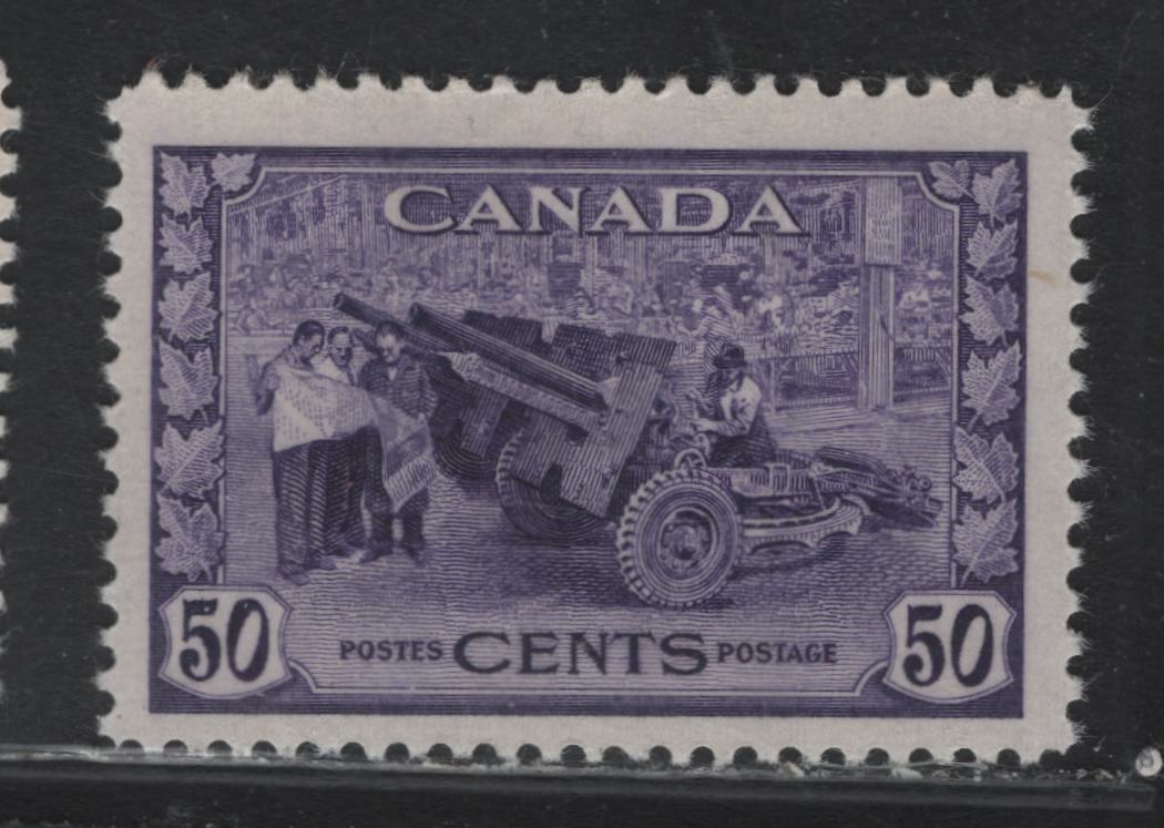Lot 250 Canada #261 50c Deep Violet , 1942-1943 KGVI War Issue, A FOG Single, Soft Vertical Wove Paper With No Clear Mesh, Cream Gum With A Satin Sheen