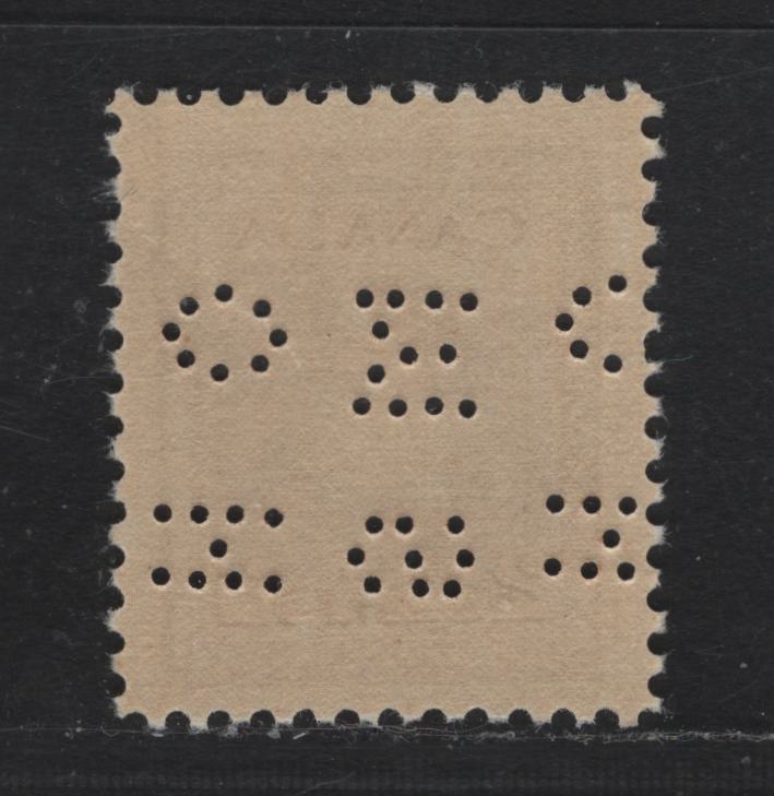 Lot 275 Canada SC#O10-250var 2c Brown King George VI, 1942-1949 War Effort Issue, A VFNH Single 4-Hole OHMS Perfin From Position 4, Revised Die, Showing Narrow Spacing