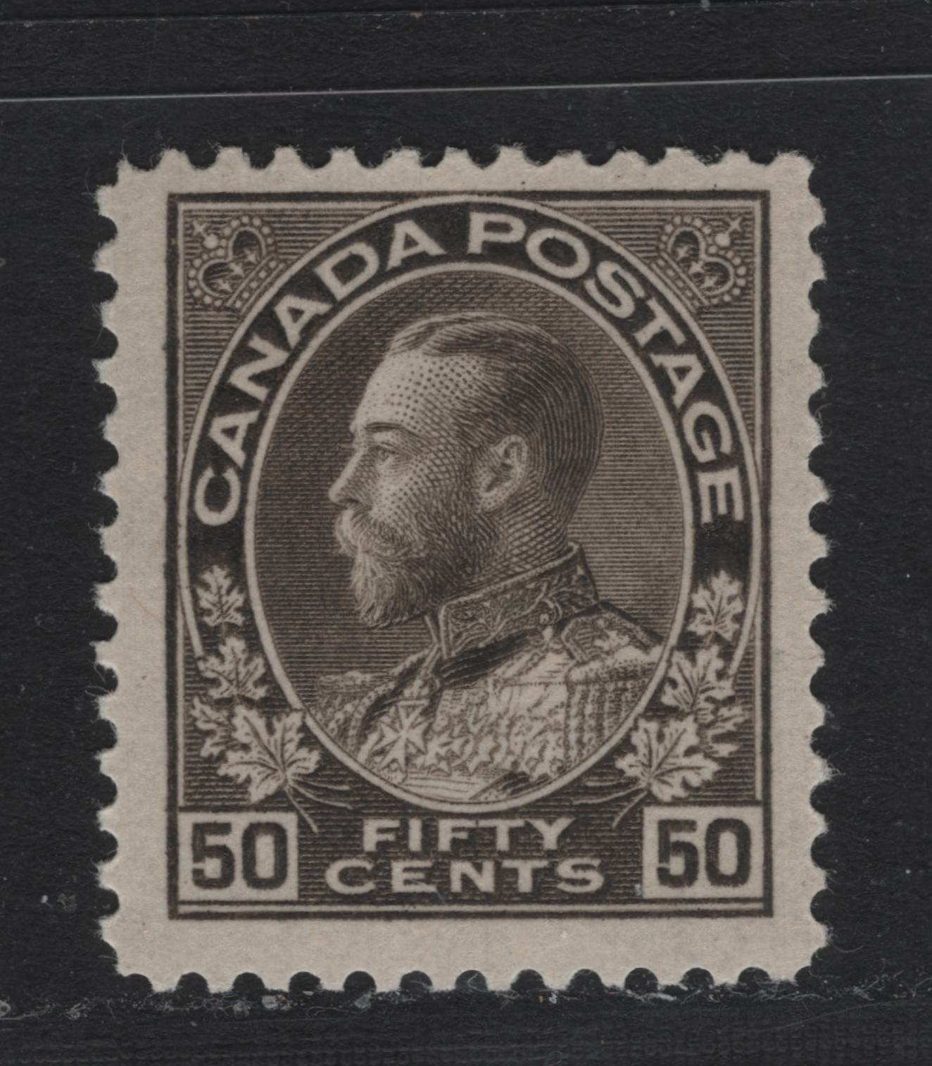 Lot 34 Canada #120 50c Gray Black , 1911-1925 KGV Admiral Issue, A FOG Single, ABN-F Paper, Dry Printing, Perf 11.8x11.9.