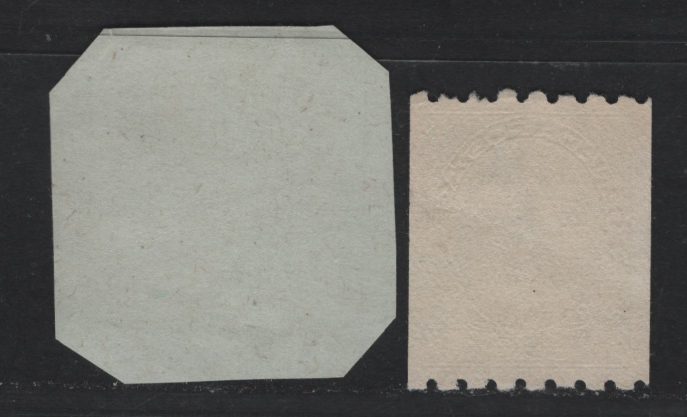 Lot 45 Canada #123-124 1c - 2c Deep Blue Green - Rose Red , 1913 KGV Admiral Coil Issue, 2 Very Good/Fine Used Coil Singles, Perf 8 Vertically (on Piece), 1c Is ABN-A Paper