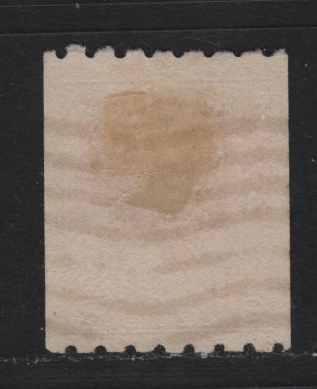 Lot 47 Canada #124 2c Rose Carmine , 1913 KGV Admiral Coil Issue, A Fine Used Coil Single, ABN-B Paper, Perf 8 Horizontally, Weakly Retouched Frameline.