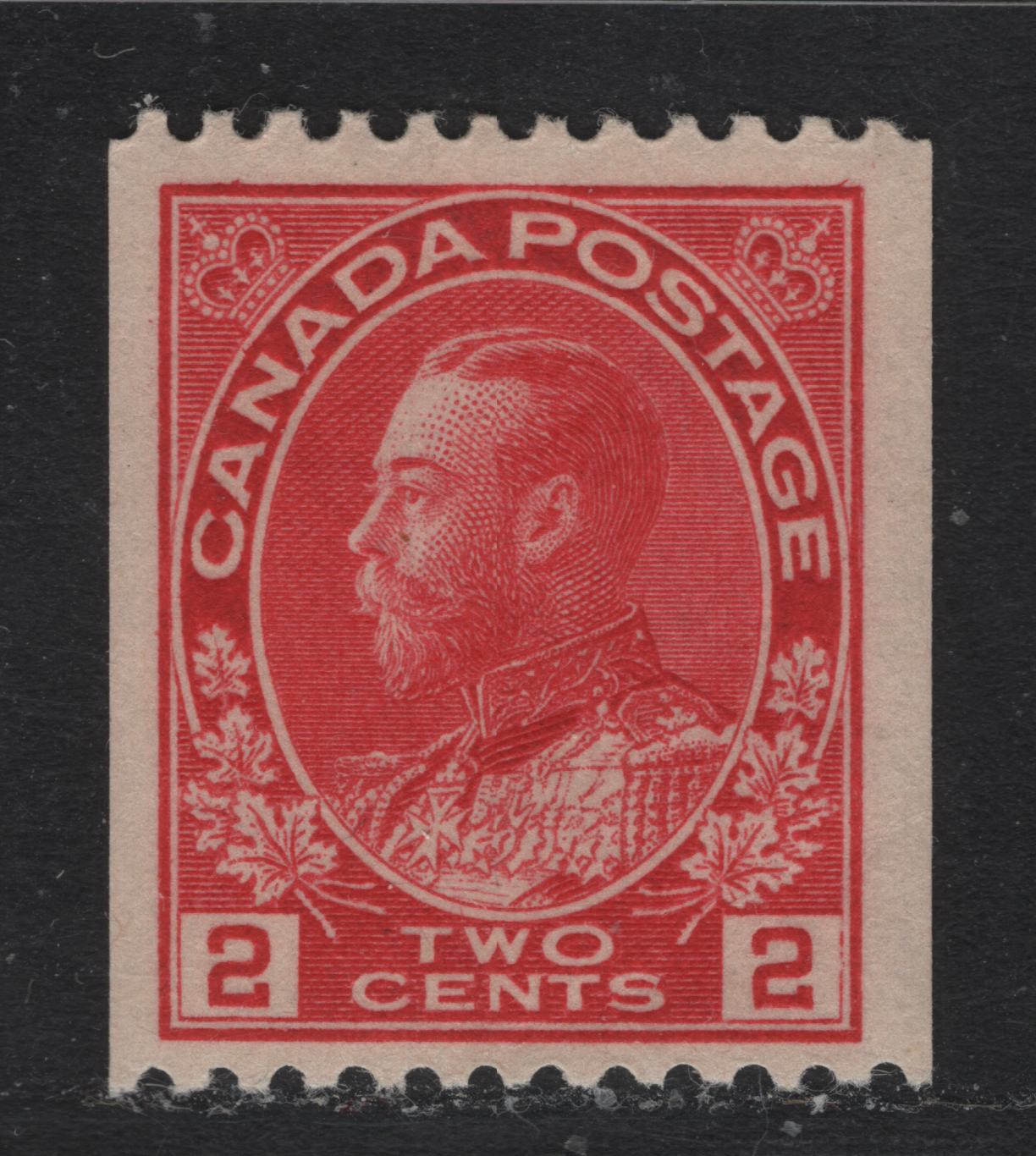Lot 56 Canada #132iii 2c Bright Rose Red, 1915-1924 King George V Admiral Issue, A FNH Coil Single Perf 11.9 Horizontally, On ABN-E Paper