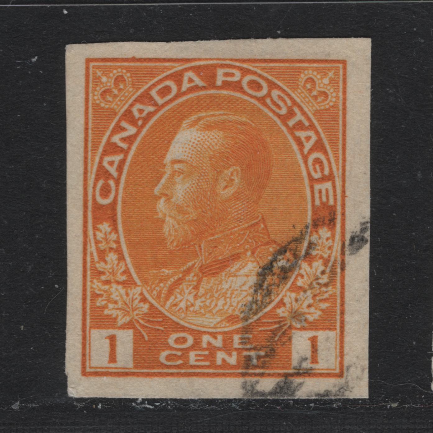 Lot 59 Canada #136 1c Orange Yellow, 1924 King George V Admiral Issue, A VF Used Imperf Single Wet Printing On ABN-E