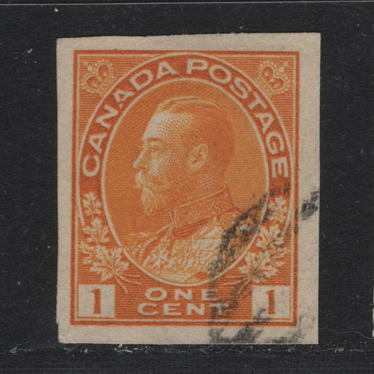 Lot 59 Canada #136 1c Orange Yellow, 1924 King George V Admiral Issue, A VF Used Imperf Single Wet Printing On ABN-E
