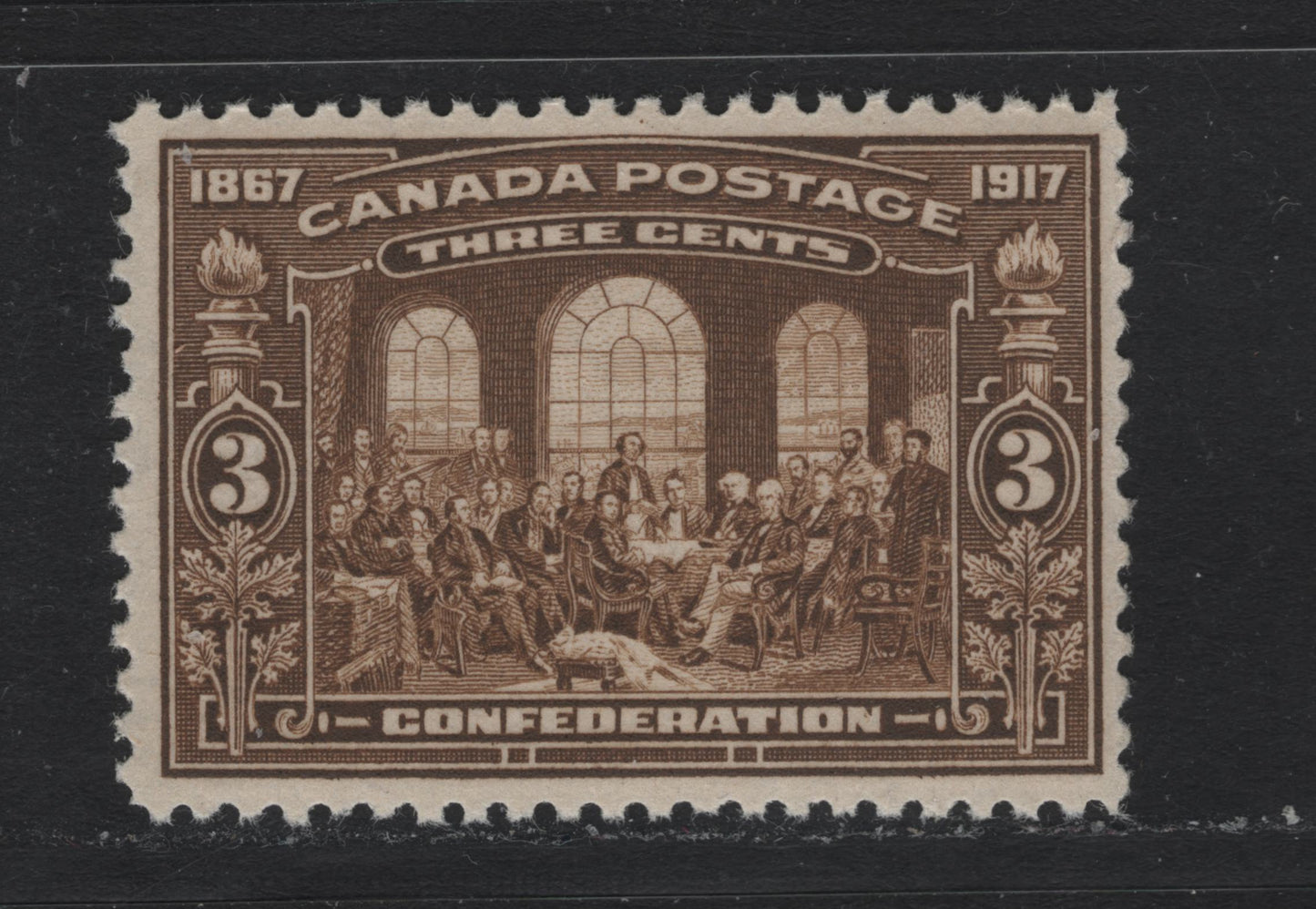Lot 61 Canada #135 3c Brown, 1917 Confederation Issue, A VFNH Single