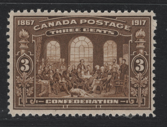 Lot 64 Canada #135 3c Brown, 1917 Confederation Issue, A VFOG Single