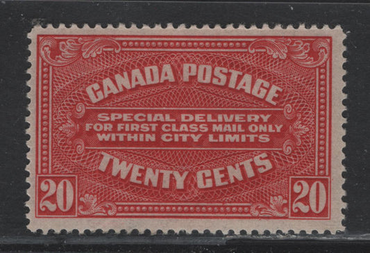 Lot 69 Canada #E2 20c Carmine Red , 1922 Special Delivery Issue, A FOG Single, Wet Printing