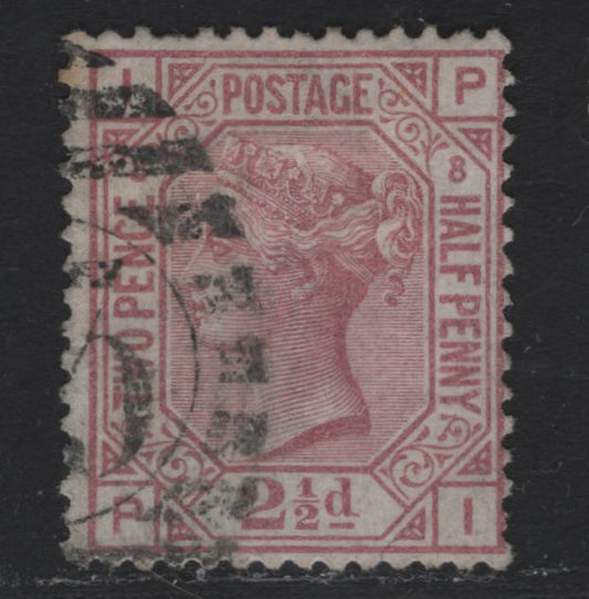 Lot 83 Great Britain (C) SG#141wi 2.5d Rosy Mauve, 1873-1880 Queen Victoria Surface Printed Issue, A Fine Used Single, Plate 8, Inverted Orb Wmk, Large Colored Corner Letters.