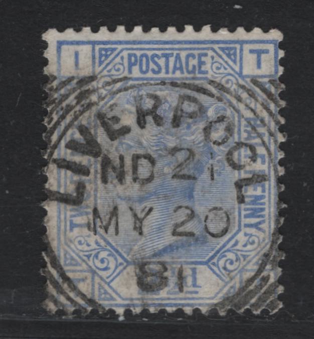 Lot 89 Great Britain SG#157 2.5d Blue, 1880-1883 Queen Victoria Surface Printed Issue, A Fine Used Single, Plate 21, May 20 1881 Liverpool Squared Circle Cancel, Imperial Crown Wmk.
