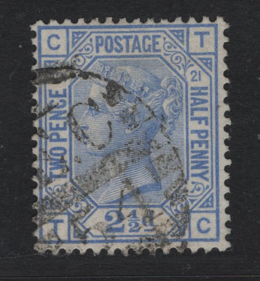 Lot 90 Great Britain SG#157 2.5d Blue, 1880-1883 Queen Victoria Surface Printed Issue, A Fine Used Single, Plate 21, Imperial Crown Wmk