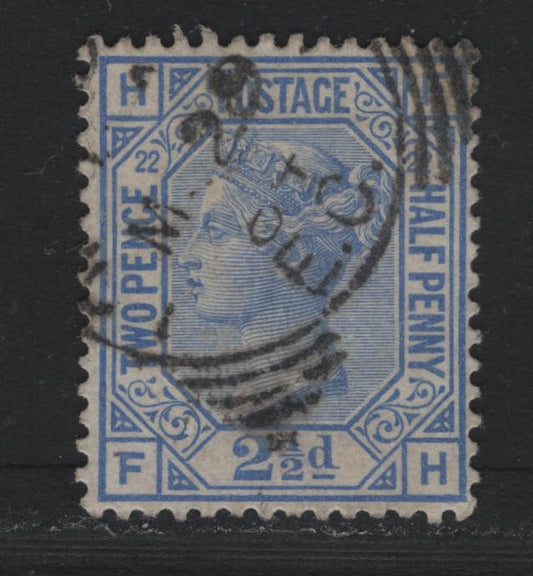 Lot 92 Great Britain SG#157 2.5d Blue, 1880-1883 Queen Victoria Surface Printed Issue, A Very Fine Used Single, Plate 22, Imperial Crown Wmk