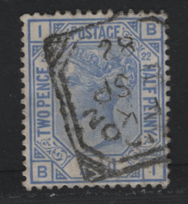 Lot 94 Great Britain SG#157 2.5d Blue, 1880-1883 Queen Victoria Surface Printed Issue, A Fine Used Single, Plate 22, Octagonal London Squared Circle Cancel, Dated Sept 8 1882.