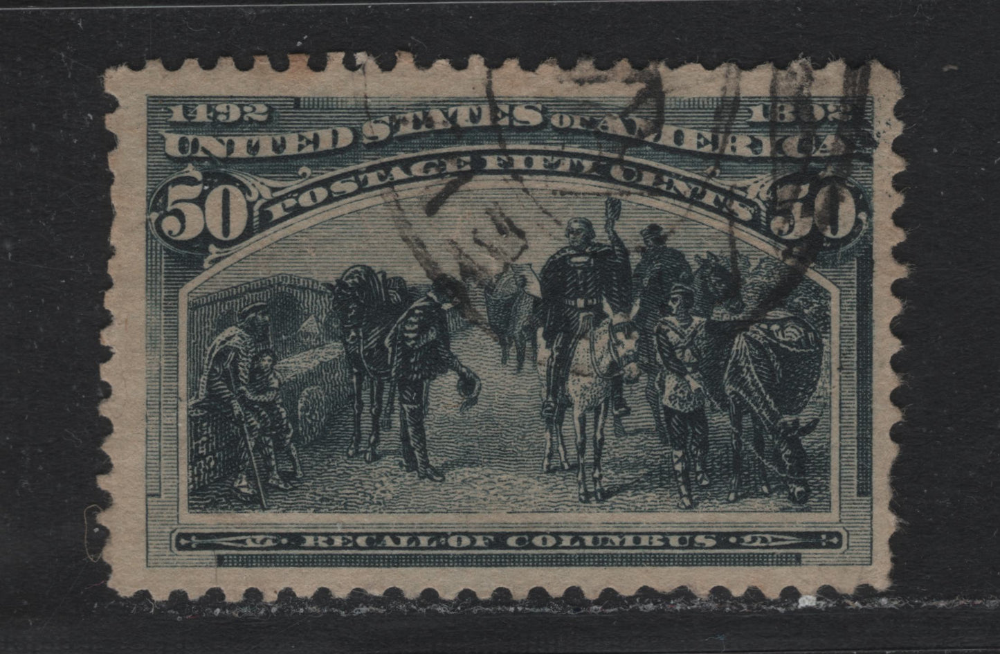 Lot 139 United States SC#240 50c Slate Blue , 1893 Columbian Exposition Issue, A Very Good Used Singles, Horizontal Wove Paper, Several Short Perfs