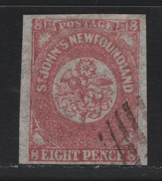 Lot 15 Newfoundland #22 8d Rose , 1861-1862 Pence Issue, A Fine Used Single, November 1861 Printing