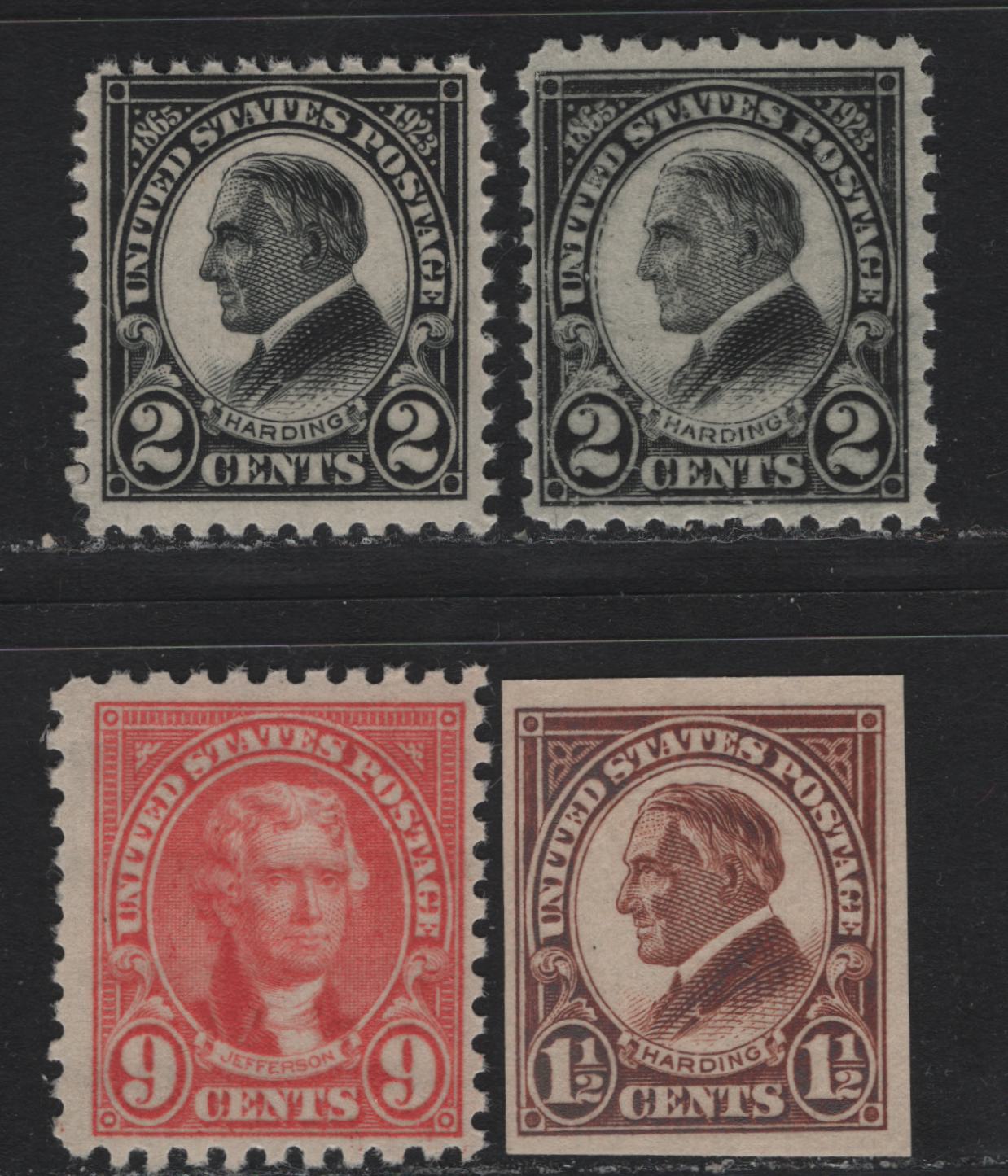 Lot 155 United States SC#567, 576, 590, 610, 612 20c - 2c Carmine - Black , 1922-1923 4th Bureau - Harding Memorial Issues, 5 FNH Singles, As Lot 154, But NH