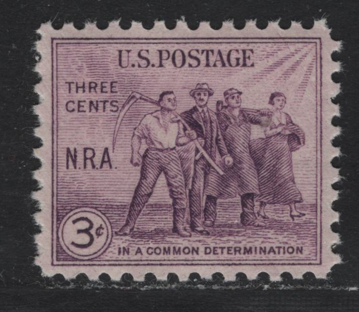 Lot 178 United States SC#732 3c Purple, 1933 National Recovery Act Issue, An XFNH Single