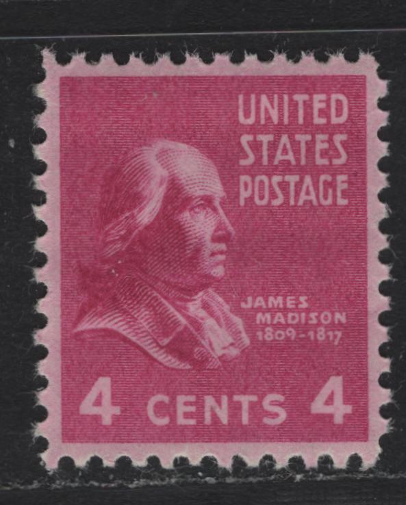 Lot 194 United States SC#808 4c Bright Rose Purple, 1938-1954 Presidental Issue, A XFNH Single, Nearly Perfect Centering, Just Slightly Off Right-Left