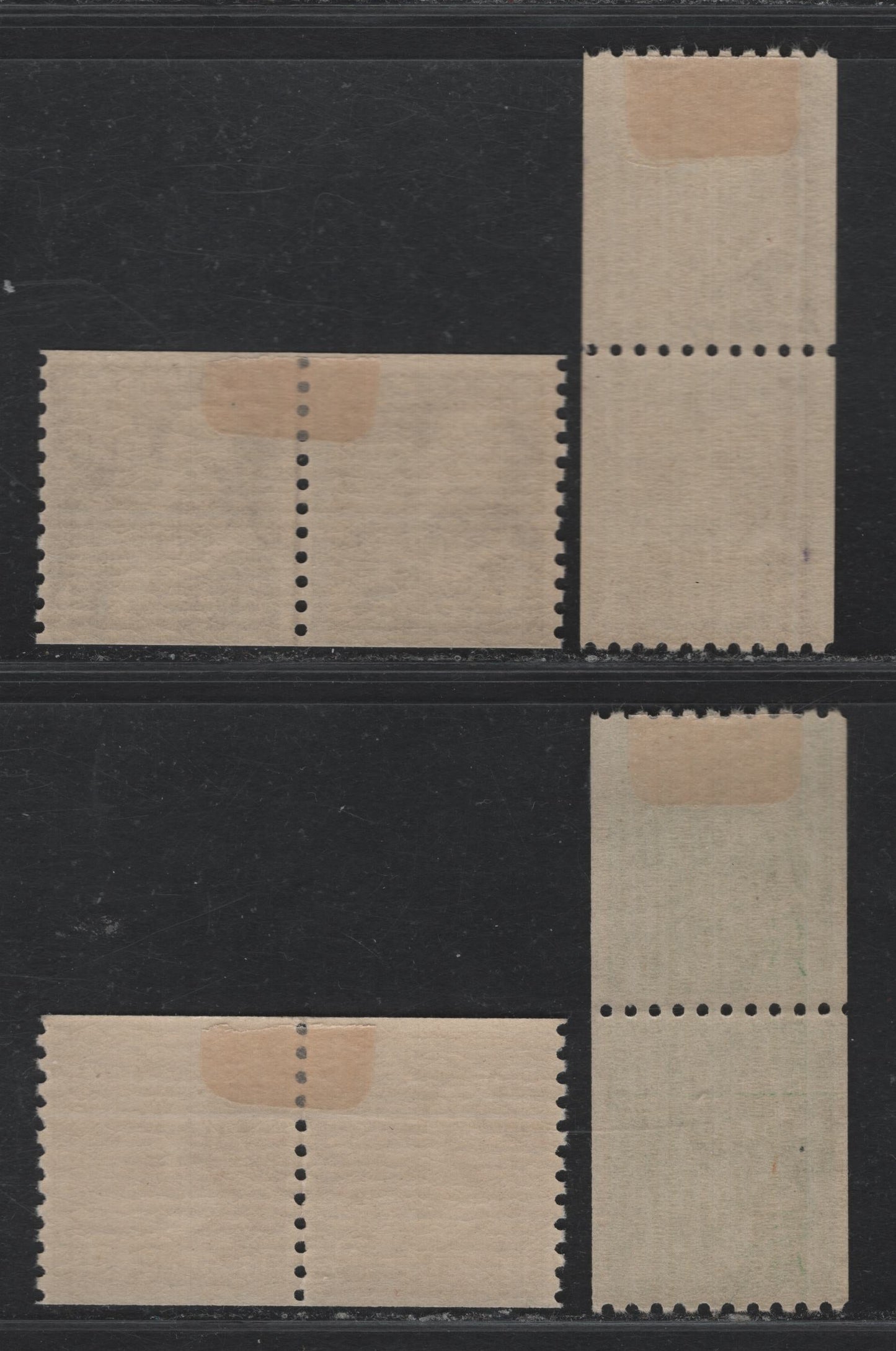 Lot 207 United States SC#840var, 842var, 848var, 851var 1.5c - 1c Bistre Brown - Green, 1938 Presidental Issue, 4 VFOG/NH Joint Line Pairs, Perf 10 Vertical & Horizontally, Small Perf Holes