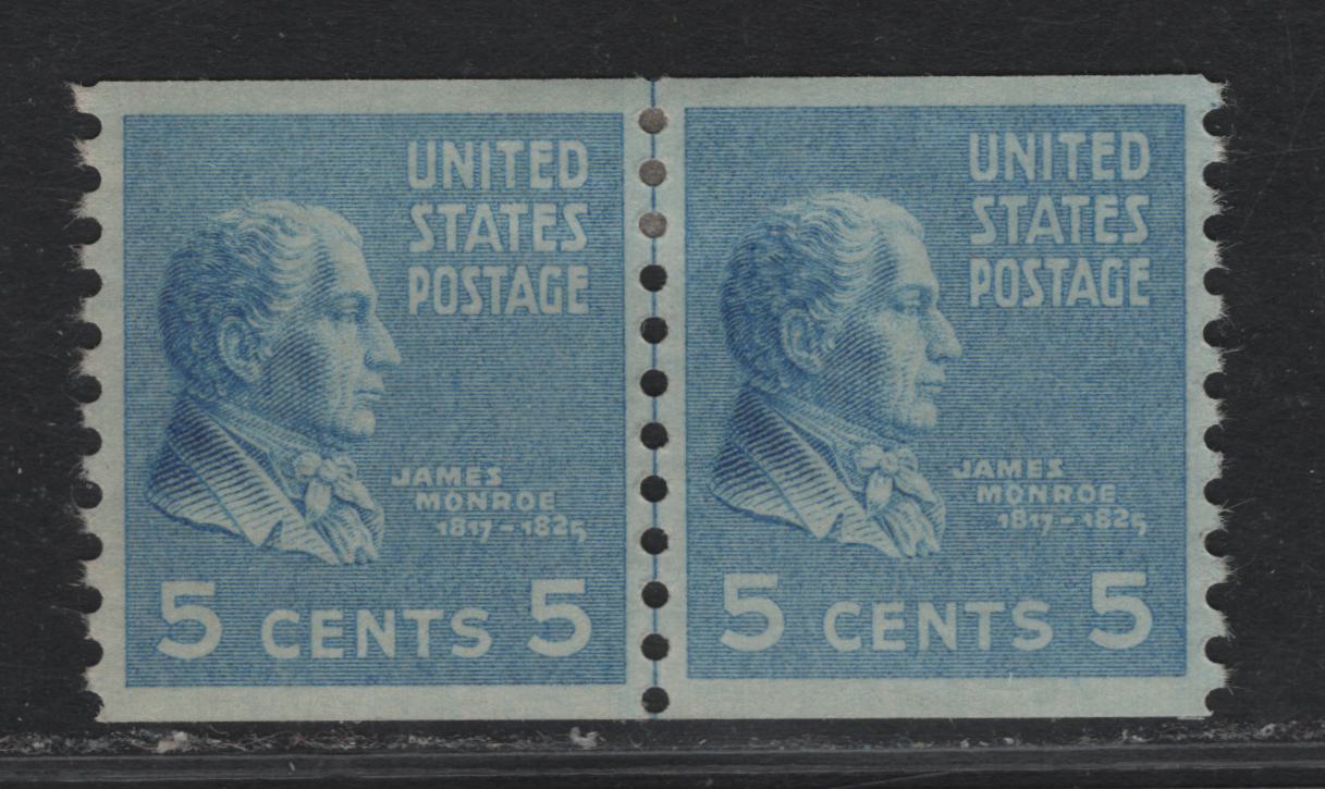 Lot 209 United States SC#845var 5c Bright Blue, 1938 Presidental Issue, A VFOG Single, Perf 10 Vertical, Smaller Holes