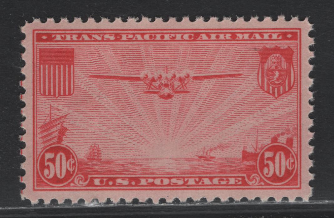 Lot 214 United States SC#C22 50c Carmine, 1937 Transpacific Issue, A XFNH Single, Nearly Perfectly Centered Example With Natural Gum Skip Spot
