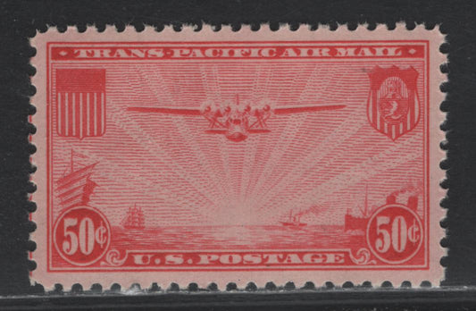Lot 214 United States SC#C22 50c Carmine, 1937 Transpacific Issue, A XFNH Single, Nearly Perfectly Centered Example With Natural Gum Skip Spot